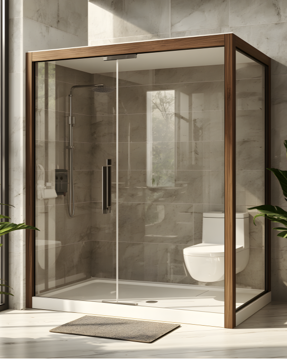 hinged glass shower cabin