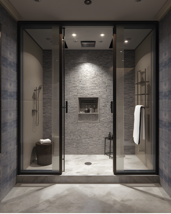 hinged glass shower cabin