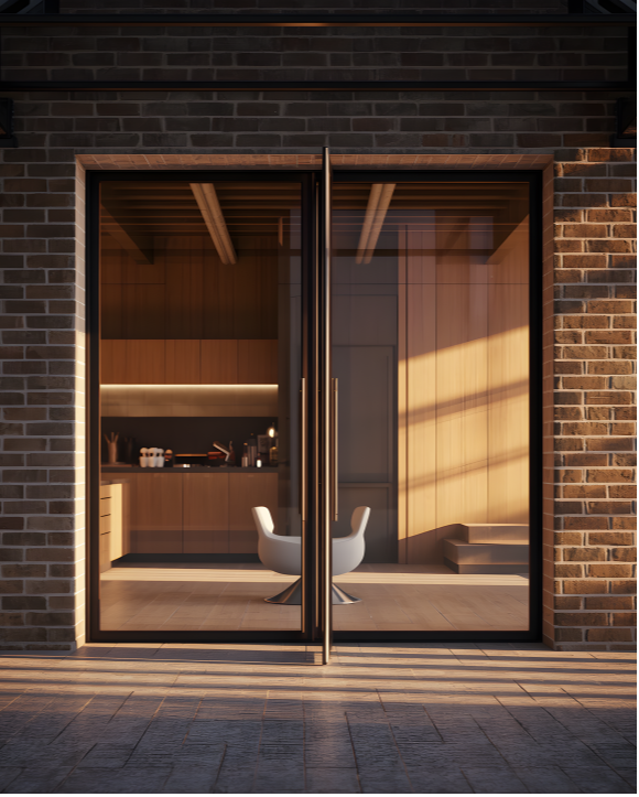 hinged door