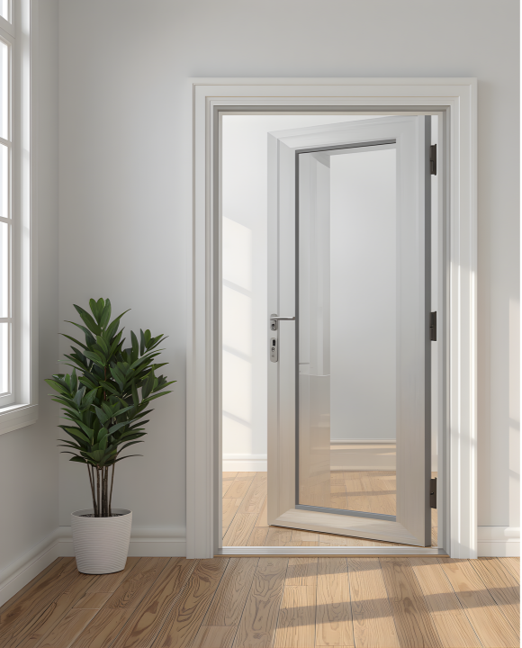 hinged door