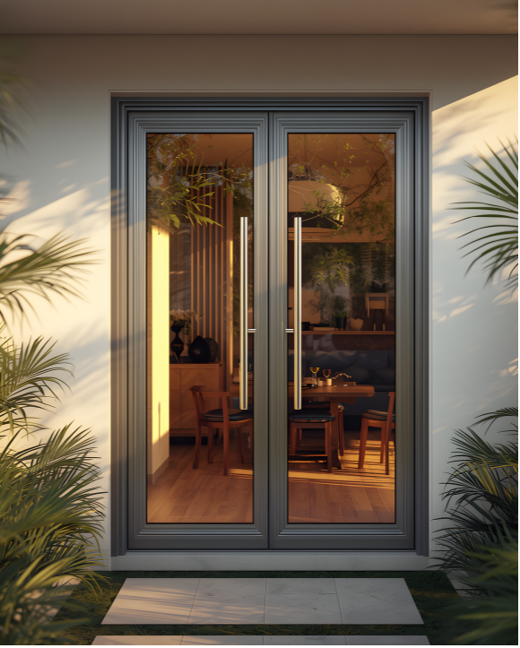 hinged door