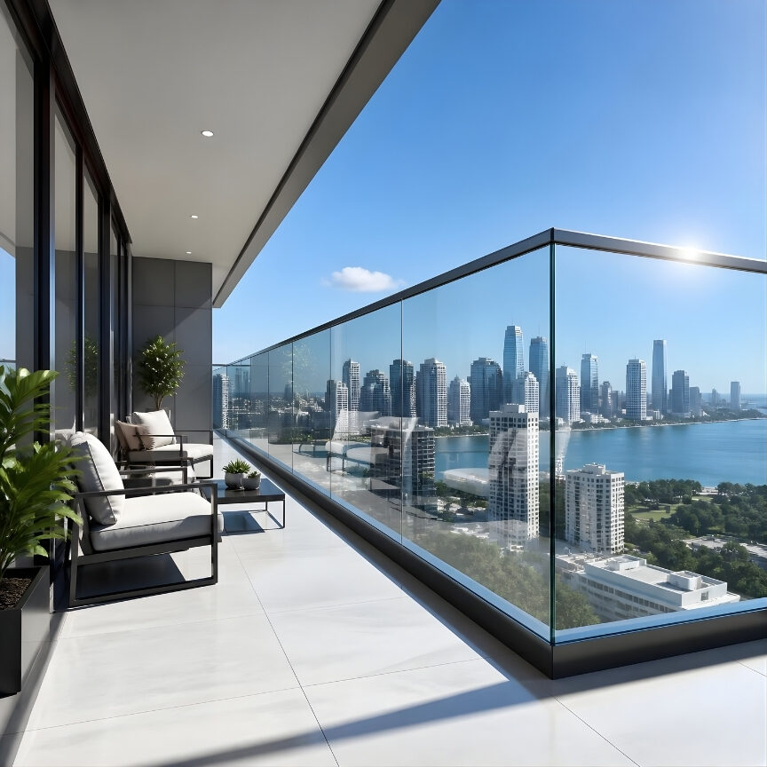 Fully framed glass railing Sample