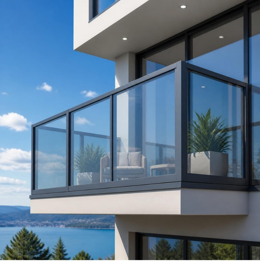 Fully framed glass railing Sample